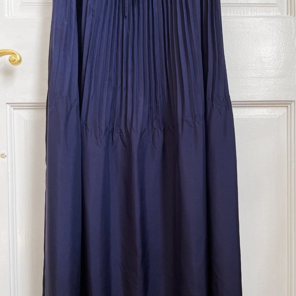 Rachel Comey Dress Long Maxi Silk Navy Blue Mini Pleats Formal Gown 4 - Picture 5 of 13